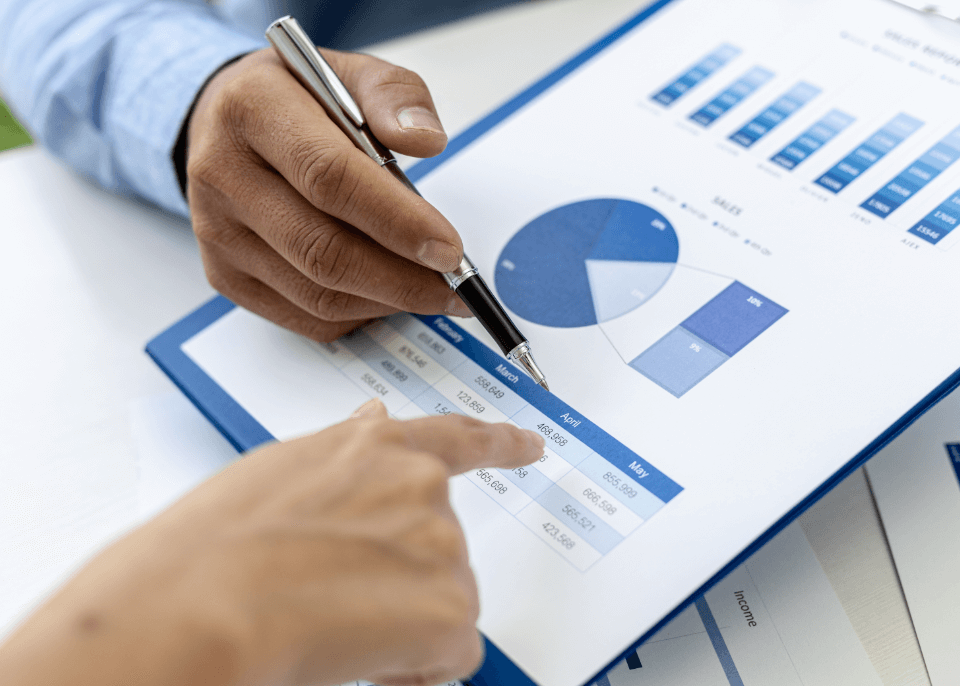 financial manager going over reports financial manager going over reports