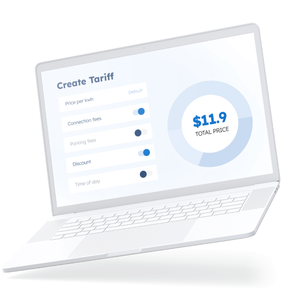 laptop screen showing the setup of custom tariffs with AMPECO