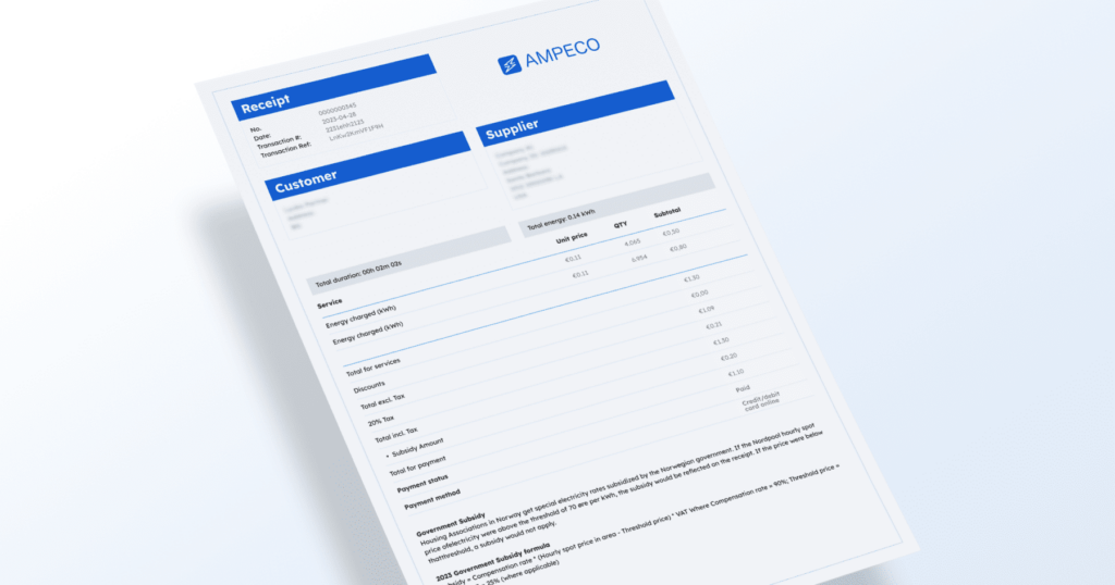 Image of receipt with the Strømstøtte subsidy