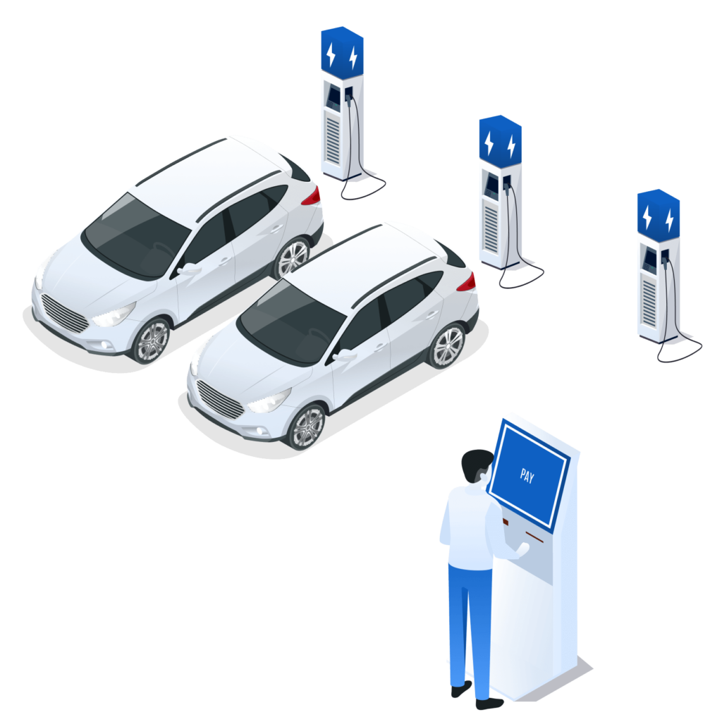illustration of person paying on ev charging terminal