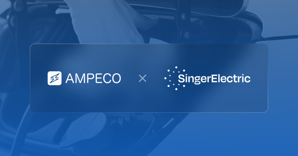 Featured image of a blog post announcing Singer choosing AMPECO as its software platform
