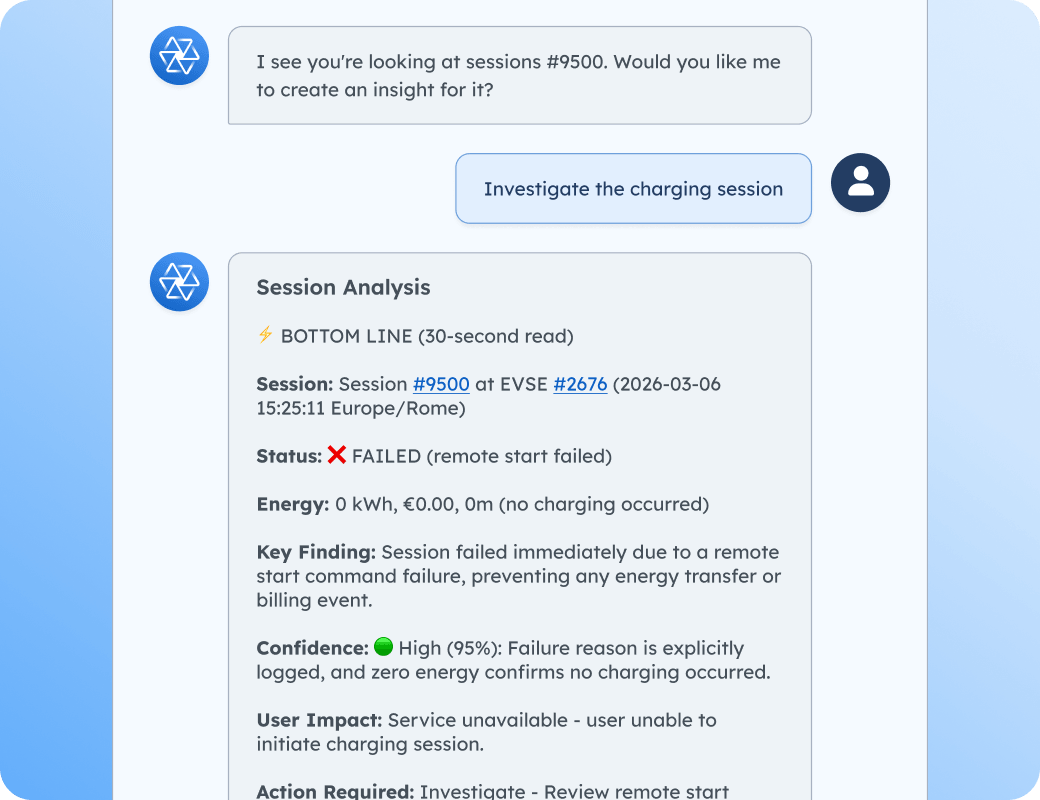 CoOperator - AI Agent for EV Charging Operations - You're already running a powerful network on AMPECO. CoOperator takes it further. Your embedded AI expert that understands your network, acts on your behalf, and keeps you in control at every step.